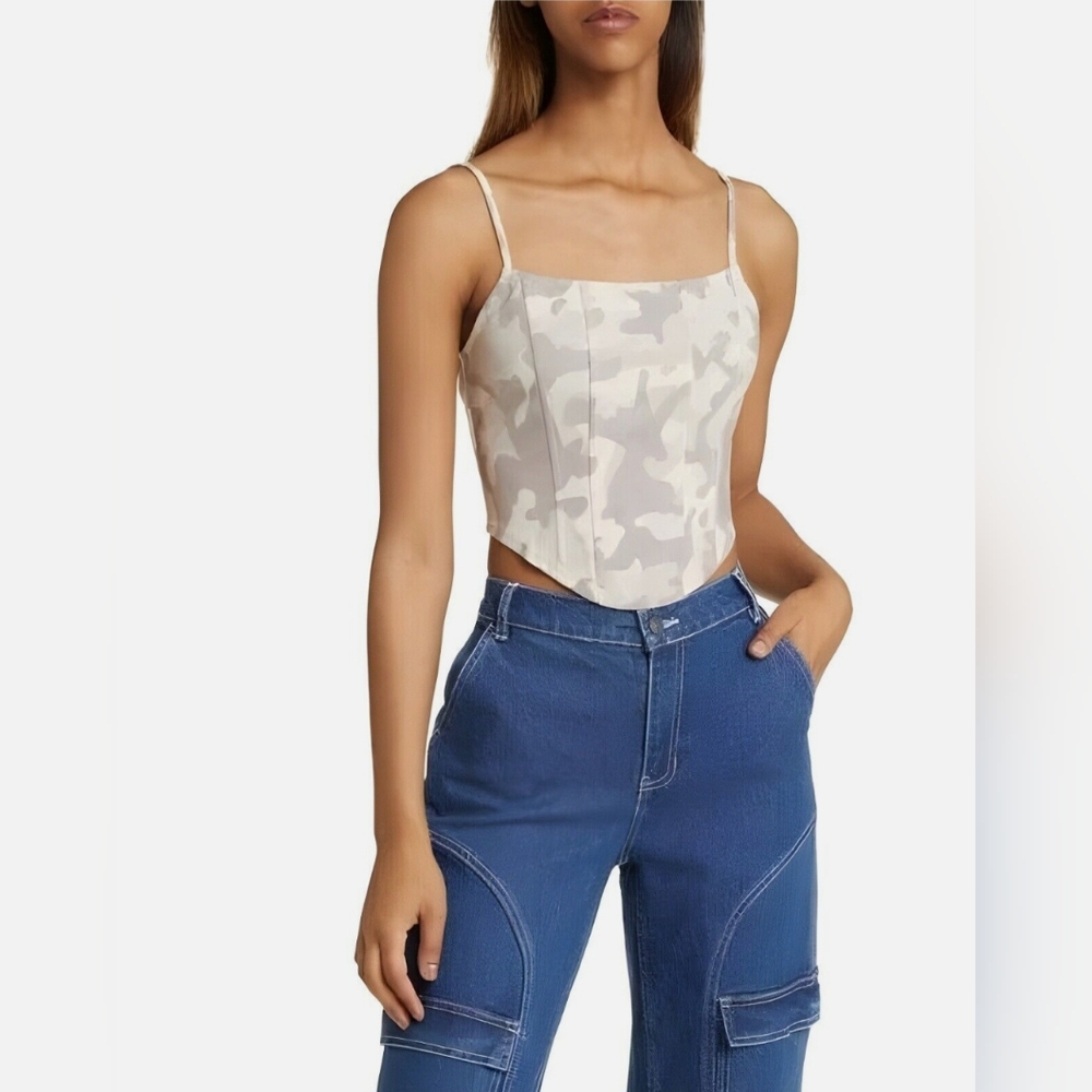 BP Nordstrom Gray Camo Corset Camisole, size XL